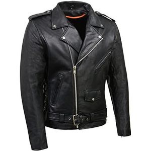 MILWAUKEE LEATHER Mannen klassieke kant kant politie stijl motorfiets jas (zwart, medium)