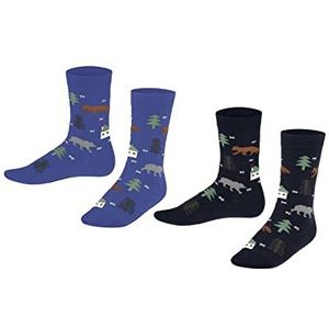 ESPRIT Adventure Adventure Kindersokken, 2 stuks, duurzaam biologisch katoen, halfhoog met patroon, 2 paar sokken, meerkleurig (assortiment 0040), 31-34 (verpakking van 2)