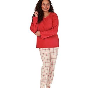 Indigo Sky Gemma Cosy fleece pyjama met manchetten voor dames, Spice Red Check, 36-38