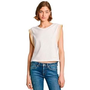 Katoenen T-shirt - Wit - Biologisch Katoen - Casual Stijl - Vlindermouw met Lurex