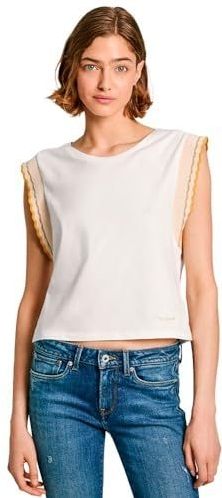 Katoenen T-shirt - Wit - Biologisch Katoen - Casual Stijl - Vlindermouw met Lurex
