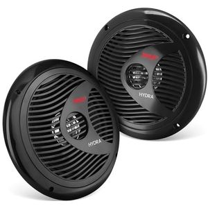 Pyle Marine Luidsprekers Dual 6,5 Inch – 2-Wege Waterproof Stereo Audio Systeem met 150 Watt Vermogen, Polypropyleen Membranen en Stoffen Rand – 1 Paar