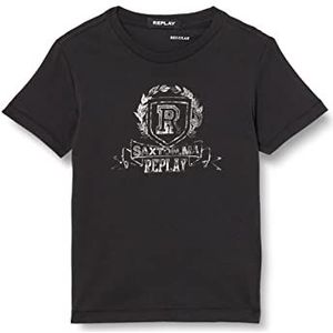 Replay Jongens T-shirt korte mouwen met print, 099, blackboard, 10 Jaar
