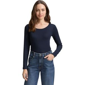 TOM TAILOR T-shirt met lange mouwen voor dames, 10668 - Sky Captain Blue, XXL