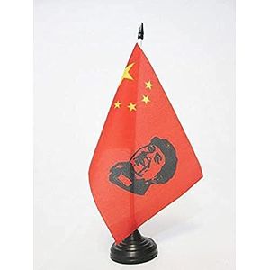 China tafelvlag met Mao Zedong 21x14cm - KLEINE Chinese Maoïsme KANTOORVLAG 14 x 21 cm - AZ VLAG
