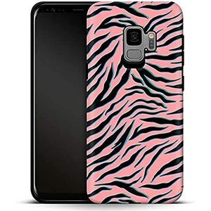 caseable Samsung Galaxy S9 telefoonhoes - premium beschermhoes met schokabsorberende binnenlaag & krasbestendig oppervlak - kleurrijk design & rondom print - roze zebra - dierenprint