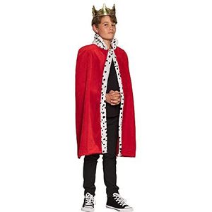 Boland 36100 - Koningsmantel deluxe, kind, 90 cm lange cape, rood-wit-zwart, gestippeld imitatiebont, hermelijnlook, koningshuis, heerser, carnaval, themafeest, Koningsdag, kostuum, theater