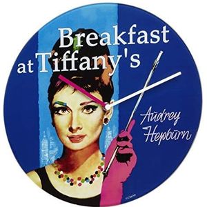 TFA Dostmann analoge glazen wandklok CINEMA LEGENDS, 60.3059.10, retro-stijl, glazen wijzerplaat met hoogwaardige""Audrey Hepburn"" print, ⌀ 30 cm