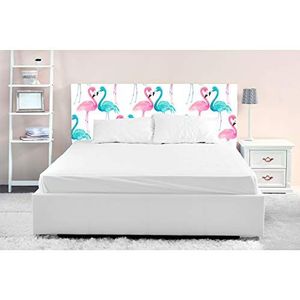 Oedim – Hoofdbord Bed PVC Digitale Print Flamingo's Blauw en Rozen 150 x 60 cm | Verkrijgbaar in verschillende maten | Lichtgewicht, Elegant, Stevig en Economisch Hoofdbord