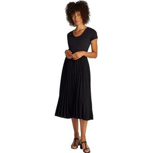 TOMMY HILFIGER Dames Contrast Zachte V-NK Plooi Jurk WW0WW44618, Zwart (zwart), XXS