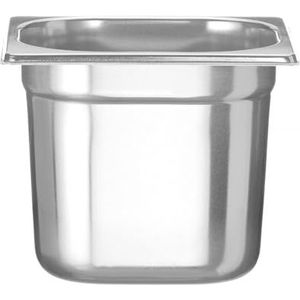 HENDI Gastronorm container, temperatuurbestendig van -40° tot 300°C, stapelbaar, geschikt voor ovens, bain marie en vriezers, chafing dishes, 2.4L, GN 1/6, 176x162x(H)150mm, roestvast staal