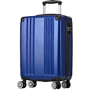 Merax Koffer met harde schaal, trolley, rolkoffer, reiskoffer, handbagage, TSA-slot, 4 wielen, telescopische handgreep, ABS-materiaal, M-56,5 x 37,5 x 22,5 cm, donkerblauw, donkerblauw, Medium, Harde