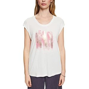 ESPRIT Collection Lenzing EcoVero T-shirt met glitterprint, off-white, M