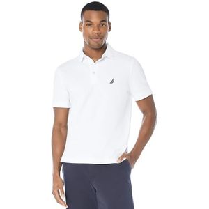 Nautica Heren Short Sleeve Solid Stretch Cotton Pique Polo Shirt Poloshirt, wit (bright white), L