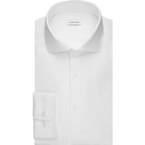 Seidensticker Flanellen overhemd voor heren, slim fit, flanellen overhemd, kent-kraag, lange mouwen, 100% katoen, wit, 40