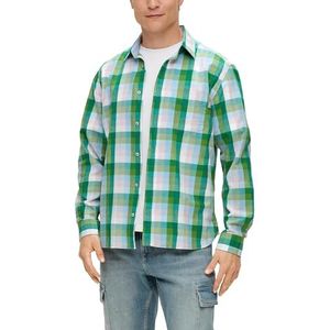 s.Oliver Herenhemd met lange mouwen, regular fit, Groen|meerkleurig 74n3, 3XL