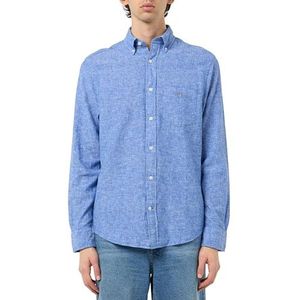 GANT Reg katoenen linnen overhemd voor heren, Rich Blue., 3XL