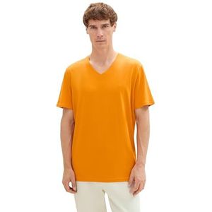 TOM TAILOR Basic T-shirt voor heren met V-hals, 12392 - Fresh Pepper Orange, M
