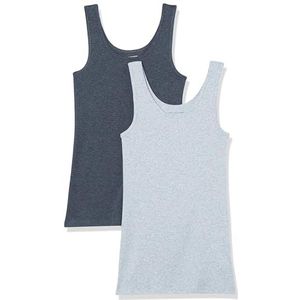 Amazon Essentials Women's Tanktop met slanke pasvorm, Pack of 2, Houtskoolzwart/Lichtgrijs, L