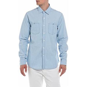 Replay Heren M4032 hemd, 010 Light Blue, XXL, 010, lichtblauw, XXL