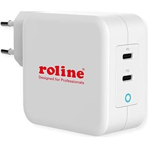 ROLINE USB-lader met Eurostekker, 2-poorts (2x Type-C PD), GaN, 100W