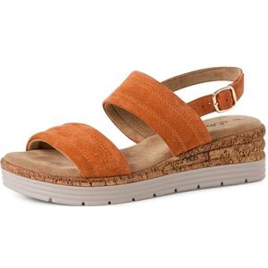 s.Oliver 5-28701-44 Damessandalen met sleehak, koraalrood, 37 EU