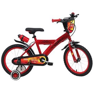 Vélo ATLAS Cars/Disney 16 inch jongensfiets met 2 remmen, decoratieve voorplaat, jerrycan achter en stabilisatoren, rood