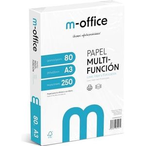 A3-papier, 80 g, 250 vel, multifunctioneel papier, voor inkjet- en laserprinters, A4-vellen, 297 x 420 mm, ideaal voor kantoor en thuis, m-kantoor (250 vellen)