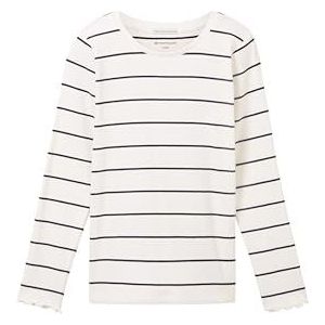 TOM TAILOR Shirt met lange mouwen voor meisjes, 32538-off White Dark Blue Stripe, 92/98 cm