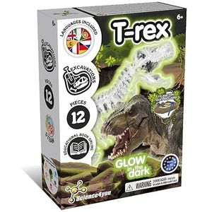 Science4you T-Rex Fossielen Graaf Kit voor Kinderen +6 jaar - Dinosaurus Fossielen Graaf Kit + Glow-in-the-Dark T-Rex, Stam Speelgoed, Spellen, Geschenken voor 6+ jaar oude Jongens en Meisjes