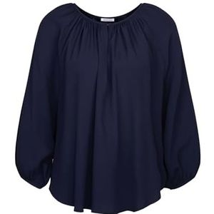 Seidensticker Dames Shirtblouse - Fashion Blouse - Regular Fit - Ronde hals - 3/4-mouw - 100% viscose, Donkerblauw, 38