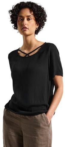Street One - Blouse - Zwart - Dames - Met Lintdetail