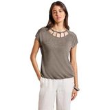 Street One Dames Shirt in linnenlook in Bruin, in size: 34