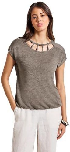 Street One Dames Shirt in linnenlook in Bruin, in size: 34