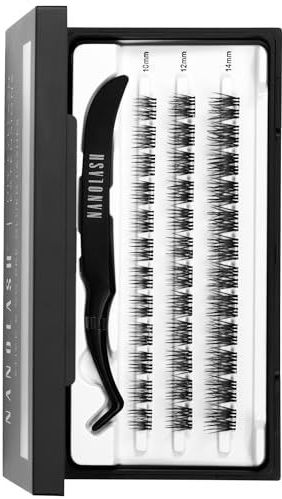 Voorgelijmde Wimpers Nanolash - Zelfklevende Wimpers, Voorgelijmde Cluster Wimperextensions, Zelfhechtende wimperclusters, Valse Wimpers Pre Glued (HEARTBREAKER)