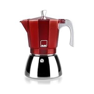 IBILI - Elba Red espressomachine, 12 kopjes, 600 ml, gegoten aluminium, roestvrijstalen basis, geschikt voor inductie