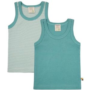 loud + proud Uniseks dubbele verpakking, fijn geribbeld, biologisch katoen en GOTS-gecertificeerd onderhemd, Oregano, 122-128