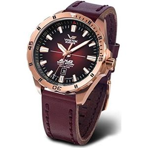 Vostok Europe Heren analoog automatisch horloge met lederen armband 320B679, rood, Riemen.