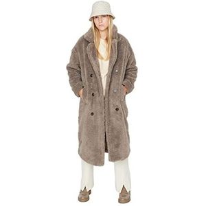 Trendyol Dames reverskraag effen oversized jas, nertsen kleur, 38, Mink Kleur, 64
