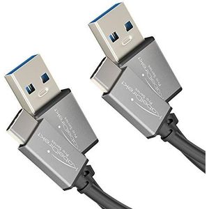KabelDirekt - USB A 3.0 op USB C kabel - 2x 1 m - (Super Speed datakabel en oplaadkabel, geschikt voor smartphones en tablets met USB C aansluitpunt, zwart/space grey)