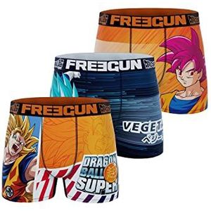 FREEGUN Dragon Ball Super boxershorts voor heren, Sangoku en Vegeta, origineel en comfortabel (3 stuks), Oranje2, S
