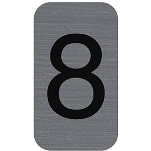 Exacompta - Ref. 67188E - 1 kleefplaat met het cijfer 8 - Bedrukt wandbord - Op alle oppervlakken - Geborsteld aluminium look - Afmetingen : 2,5 x 4,4 cm