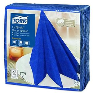 Tork LinStyle® Dinnerservet Donkerblauw, 1/4-vouw 1-laags, 39 x 39 cm, 12 x 50 servetten, 478856