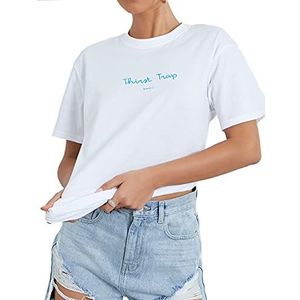 Sleepdown Womens Love Island Thirst Trap Casual T-shirt officieel gelicentieerd tv-programma, Kleur: wit, L