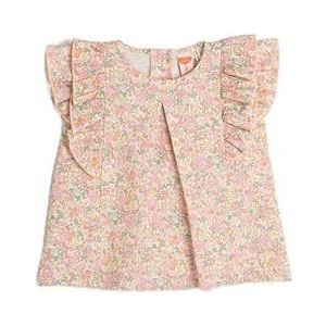 Koton Babygirls Flower Printed Ronde Kraag Back Button Sluiting Blouse, Roze design (2d8), 6-9 Maanden