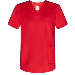MISEMIYA - Kasack Unisex arts verpleegkundige uniform werkreiniging esthetische tandarts diergeneeskunde horeca - Ref.817, Rood, L