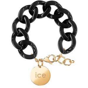 ICE - Jewellery - Chain bracelet - Black - Zwarte XL mesh armband voor vrouwen met een gouden medaille (020354)