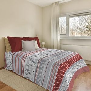 PENSIERI DELICATI Sprei 170 x 280 cm, voor eenpersoonsbed, 100% piqué-katoen, ideaal als sprei voor eenpersoonsbed, patroon bouwrood, 100% Made in Italy