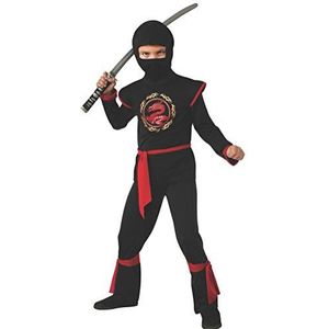 Rubies Ninja draakkostuum voor kinderen, met capuchon, riem en strepen, optimaal voor Halloween, carnaval en verjaardag