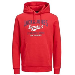 JACK&JONES PLUS Herenpullover met capuchon, true red, 3XL grote maten
